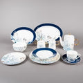 FOSUNY 45PCS NEW BONE CHINA DINNER SET BLUE/GOLD