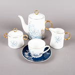FOSUNY 45PCS NEW BONE CHINA DINNER SET BLUE/GOLD